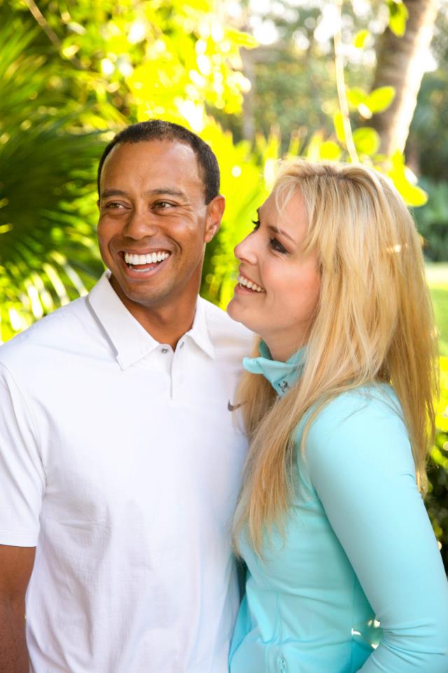 Tiger Woods e Lindsay Vonn sorridenti