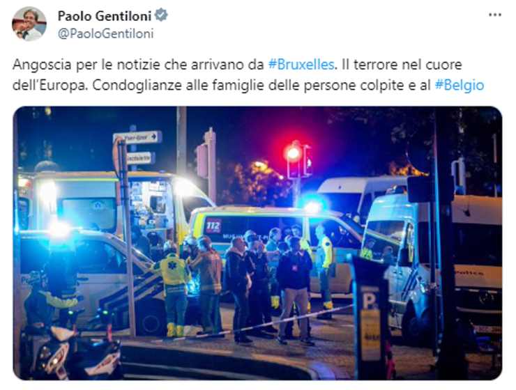 Parole Gentiloni su attentato Bruxelels