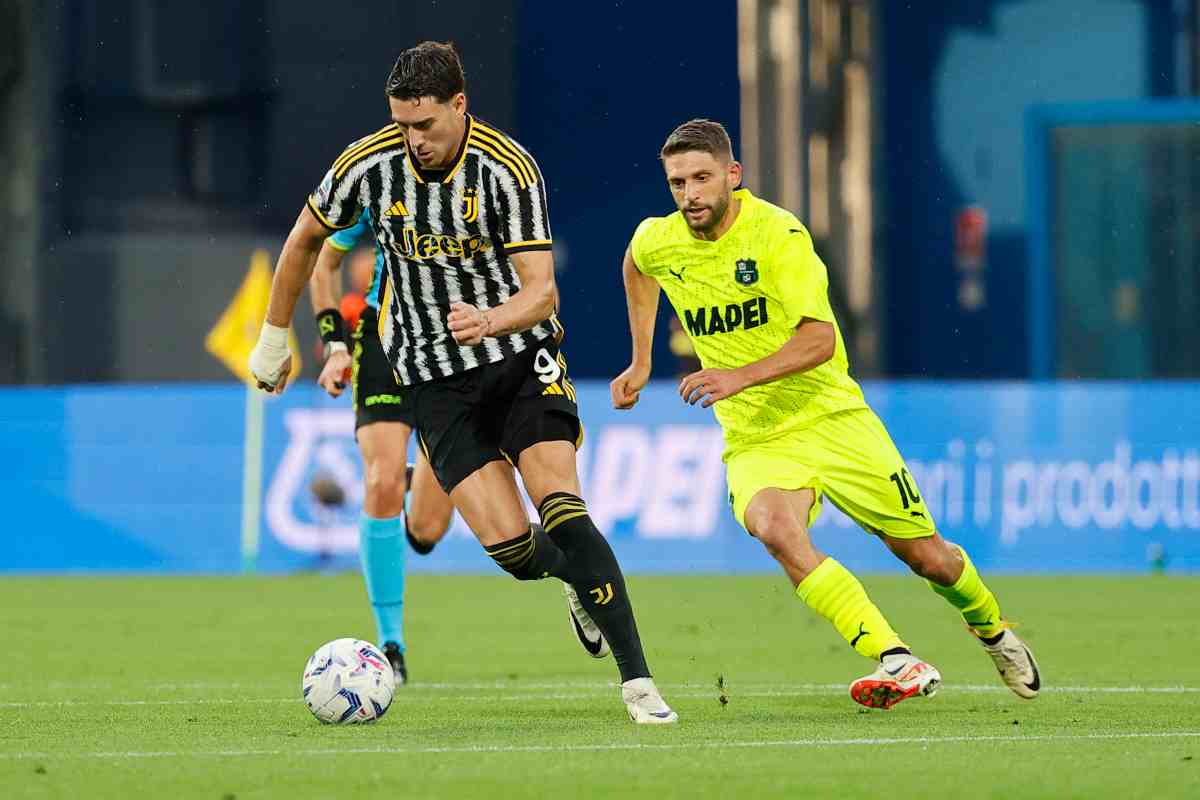 Domenico Berardi e Dusan Vlahovic in Sassuolo-Juventus